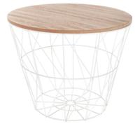 Table d'appoint design en MDF et métal blanc - Dim : D.38 x H.30 5 cm
