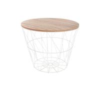 Table d'appoint design en MDF et métal blanc - Dim : D.38 x H.30,5 cm -PEGANE blanc G