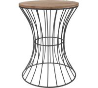 Table d'appoint design en métal avec plateau en bois - table décorative avec structure métallique incurvée