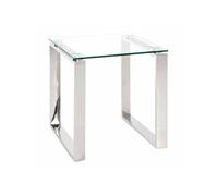 HAKU Table d'appoint Acier INOX Verre trempé 8 mm L42 x H45 x P42 cm Style moderne