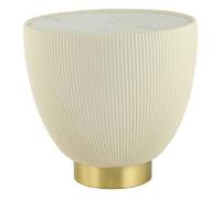 Table d'Appoint Design "Jokai" 47cm Crème & Or