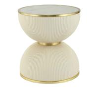 Table d'Appoint Design "Jokai" 51cm Crème & Or