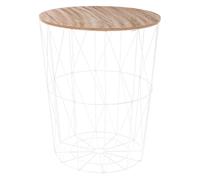 Atmosphera Table d'appoint Kumi Blanche et bois D 47 x H 57 cm Style scandinave Structure acier