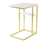 Table d'Appoint Design "Maud" 60cm Blanc & Or