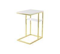 Table d'Appoint Design "Maud" 60cm Blanc & Or