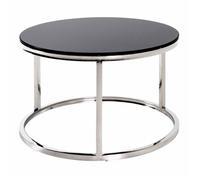HAKU Möbel Table d'appoint Acier INOX, Noir, INOX, Verre trempé 8 mm - Dim.: H 36 cm x Ø 60 cm, Style: Art Deco
