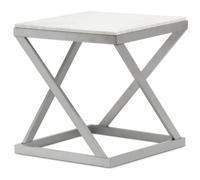 Table d'Appoint Design "Palamo" 57cm Argent & Blanc