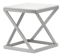 Table d'Appoint Design "Palamo" 57cm Argent & Blanc Gris G
