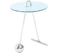 Table d'Appoint Design "Pendule" 60cm Argent & Blanc