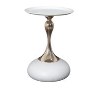 Table d'Appoint Design ""Portebello"" 54cm Blanc & Or