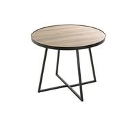 Table d'Appoint Design "Qanaq" 60cm Noir & Chêne