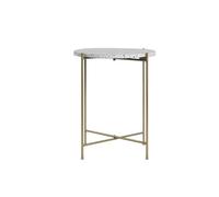 Table d'appoint design ronde en terrazzo et métal doré D40 cm MEZZO