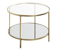 CarryHome Table d'appoint HAKU ronde – Verre trempé 5 mm, métal doré, H45×Ø60 cm
