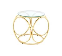 Table d'Appoint Design "Whitney" 52cm Transparent & Or