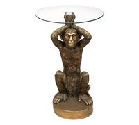 Atmosphera Table à café "Monkey" Résine et verre trempé Ø40 cm Doré
