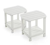 Table d'appoint d'extérieur en polyéthylène haute densité résistant aux intempéries avec 2 niveaux de rangement pour foyer, balcon, jardin, piscine