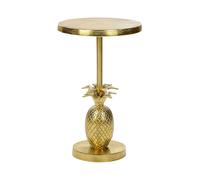 Table d'Appoint Dorée en Métal en Forme de Bougeoir et Plateau Rond Elégant