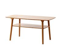 Table d'appoint double en bambou - Table basse moderne pour salon - Table d'appoint - Table basse facile à assembler - Couleur bois d'origine - 39,4 x 19,7 x 19,7 cm (l x P x H)