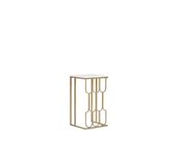 Table d'appoint effet marbre blanc et doré - BELIANI - PANDALE - Contemporain - Design - Bois - Brillant