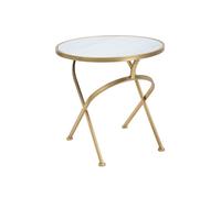 Table d'Appoint Effet Marbre "Glam" 50cm Blanc & Or