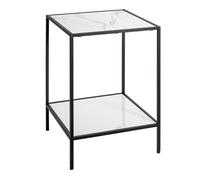 Table d'Appoint Effet Marbre "Julia" 60cm Blanc