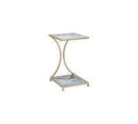 Table d'Appoint Effet Marbre "Level" 60cm Gris & Or