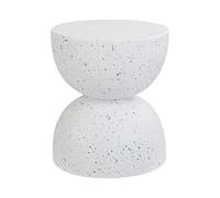 Table d'Appoint Effet Marbre Ronde Sablier Résistant aux UV Blanche