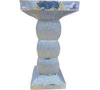 Table d'appoint effet miroir argenté en diamant écrasé, support d'accentuation en cristal, style roman moderne, 60 x 30 cm