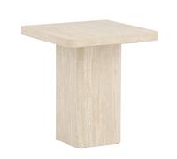 Table d'Appoint Effet Travertin "Qvart" 56cm Beige