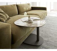 Table d'appoint Elenya 60x60 cm céramique Minas Melange blanc-beige piètement effet titane