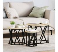 vidaXL Tables d'appoint empilables 3 pcs Chêne artisanal – table basse ronde moderne, gain de place