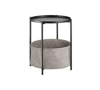TABLE D'APPOINT - TECTAKE - Table d'appoint à 2 Niveaux CANTERBURY Table Basse Ronde et Panier de Rangement - Noir