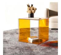 Table D'appoint en Acrylique & Chevet en Acrylique Coloré avec Étagère de Rangement Ouverte, pour Salon, Chambre à Coucher, Maison et Accueil de Bureau(Orange)