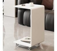 Table d'appoint en Acrylique en Forme de C avec roulettes, Table d'appoint Industrielle Moderne, for Salon, Chambre à Coucher, Chevet, Petits espaces(White,55cm)