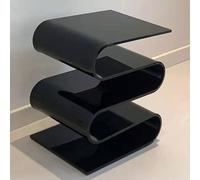 Table D'appoint en Acrylique en Forme De S, Table Basse Transparente, Porte-revues à 5 Niveaux, Aucun Assemblage Requis, for Salon, Chambre à Coucher(Black)