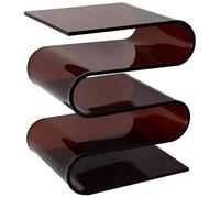 Table D'appoint en Acrylique en Forme De S, Table Basse Transparente, Porte-revues à 5 Niveaux, Aucun Assemblage Requis, for Salon, Chambre à Coucher(Brown)