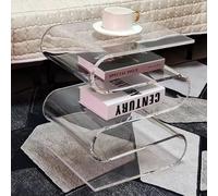 Table D'appoint en Acrylique en Forme De S, Table Basse Transparente, Porte-revues à 5 Niveaux, Aucun Assemblage Requis, for Salon, Chambre à Coucher(Clear)