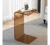 Table d'appoint en acrylique en forme de U pour petits espaces Table d'appoint multifonction pour chambre à coucher, balcon et bureau Marron 30 x 30 x 55 cm