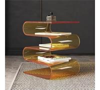 Table d'appoint en acrylique et bibliothèque transparente - Design à rabat multifonction, pas de montage nécessaire, table de chevet moderne pour chambre à coucher, salon, balcon