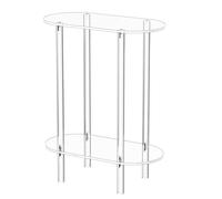 Table d'appoint en acrylique - Structure transparente, design ovale fin | Table d'appoint à deux niveaux avec finition moderne, table de chevet étroite pour les petits coins de pièce et configuration