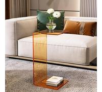 Table d'appoint en Acrylique, Table de Chevet en Forme de C, Poste de Travail Portable Petite Table Basse pour Lire et Manger sur Un Canapé-lit, Table de Chevet pour Chambre à Coucher(Orange,30 x 30 x