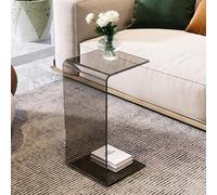 Table d'appoint en Acrylique, Table de Chevet en Forme de C, Poste de Travail Portable Petite Table Basse pour Lire et Manger sur Un Canapé-lit, Table de Chevet pour Chambre à Coucher(Gris fumé,30 x 3