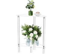 Table d'Appoint en Acrylique | Table de Chevet Transparente | Meuble de Rangement Moderne à 2 Niveaux Triangle pour Petits Espaces Bureau Étagère Décorative | pour Coin Cuisine Salon Salle de Bain