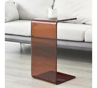 Table d'appoint en acrylique transparent en forme de C, petite table d'appoint de salon avec coins arrondis, facile à nettoyer, pas de montage nécessaire, idéale pour les chambres et les couloirs