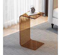 Table d'appoint en acrylique transparent en forme de U - Petite table d'appoint pour salon, chambre à coucher, balcon - Ile et mobilier élégant pour les espaces compacts