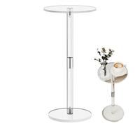Table D'appoint En Acrylique Transparent - Présentoir Circulaire Moderne, Meubles Légers Pour Petits Espaces, Dessus De Support De Téléphone Pour Boissons À Bord Lisse, Pièce D'accent Transparente D