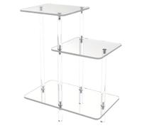 Table d'appoint en acrylique transparent - Support moderne à 3 niveaux, structure carrée à gradins, petits meubles décoratifs | Présentoir Transparent pour ordinateur portable, livre, téléphone, cha
