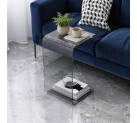 Table d'appoint en acrylique transparent, table d'appoint de canapé en forme de C, petite table de collation moderne adaptée au salon, à la chambre, au balcon, au pat Gray 30*30*55cm/11.8*11.8*21.7in