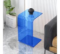 Table d'appoint en acrylique transparent, table d'appoint de canapé en forme de C, petite table de collation moderne adaptée au salon, à la chambre, au balcon, au pat Blue 30*30*55cm/11.8*11.8*21.7in