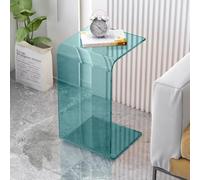 Table d'appoint en acrylique transparent, table d'appoint de canapé en forme de C, petite table de collation moderne adaptée au salon, à la chambre, au balcon, a Lake Blue 30*30*55cm/11.8*11.8*21.7in